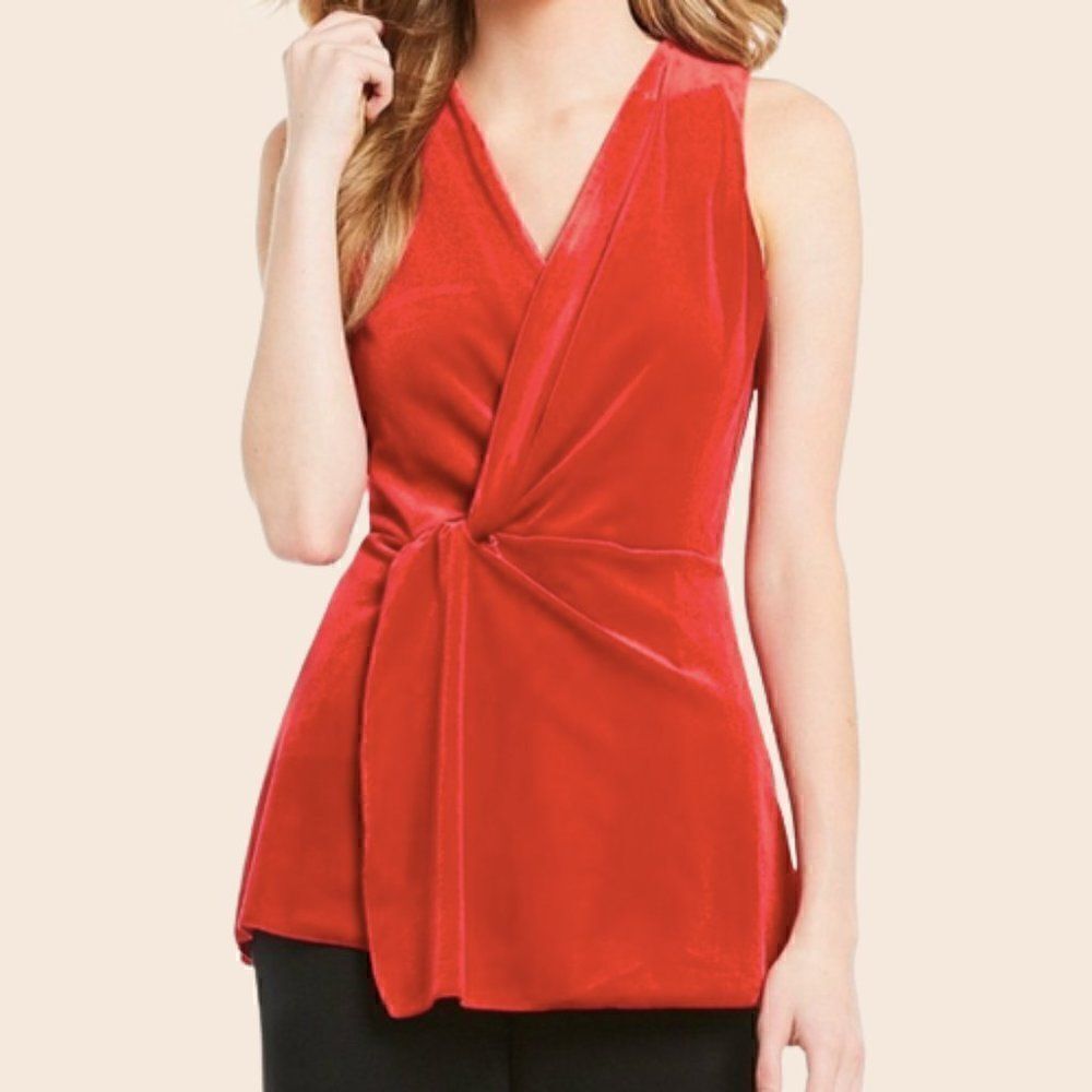 NWT H by Halston Black Velvet Surplice Twist Top Size Medium